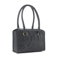 Midnight Grace Handtooled Leather Bag In Onyx Black