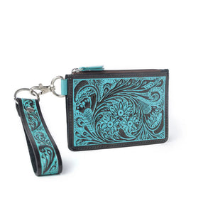 The Go-To Tooled Leather Card Case with Wrist Strap