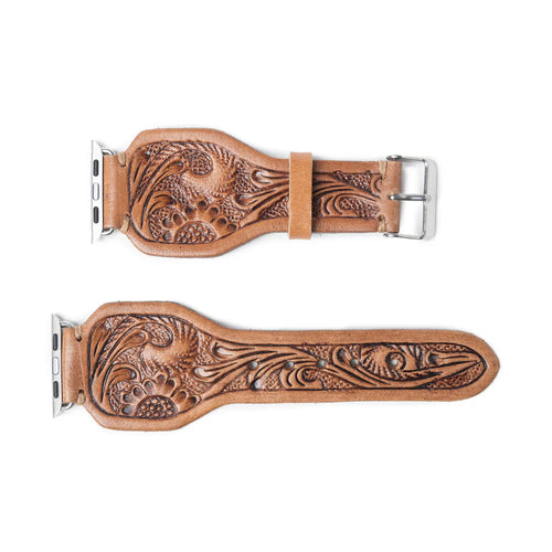 Lone Star Hand-Tooled Leather Watch Band