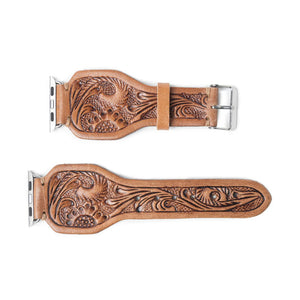 Lone Star Hand-Tooled Leather Watch Band