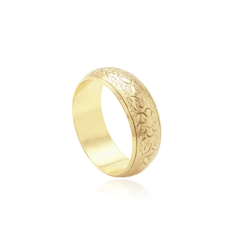 Wildflower Golden Brass Bangle