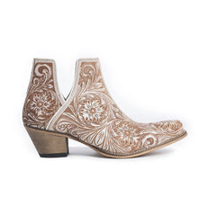 Western Hand-Tooled Booties In Ivory