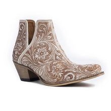 Western Hand-Tooled Booties In Ivory