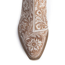 Western Hand-Tooled Booties In Ivory