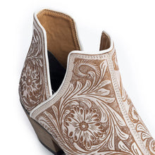 Western Hand-Tooled Booties In Ivory