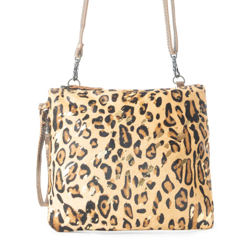 Sassy Gilded Leopard Cowhide Crossbody