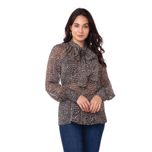 The Natural Leopard Bow Sheer Blouse