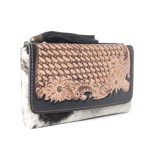 Pure Soul Tooled Leather & Cowhide Wallet