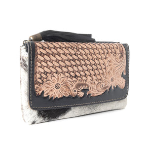 Pure Soul Tooled Leather & Cowhide Wallet