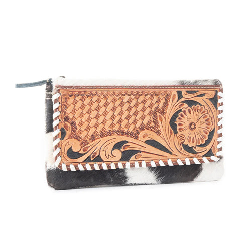 Felicity Tooled Leather & Cowhide Wallet