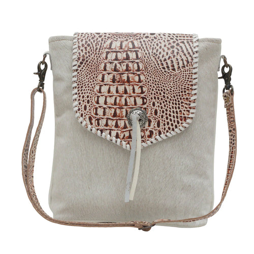 Smokey Gator Leather and Cowhide Bag