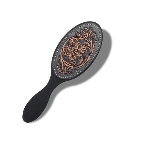 Tooled Leather-Backed Hair Brush