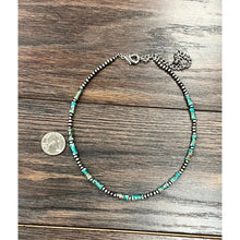 Handmade Turquoise-ish Rondelle Stone and Navajo Bead Necklace