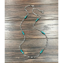 Turquoise-ish Rondelle Stone and Link Necklace