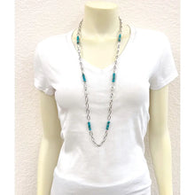Turquoise-ish Rondelle Stone and Link Necklace