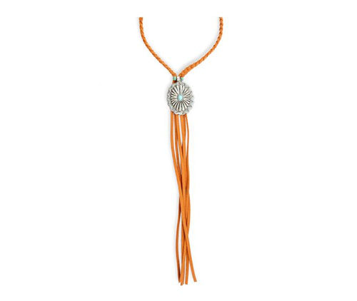 Skyfire Braided Leather Concho Necklace