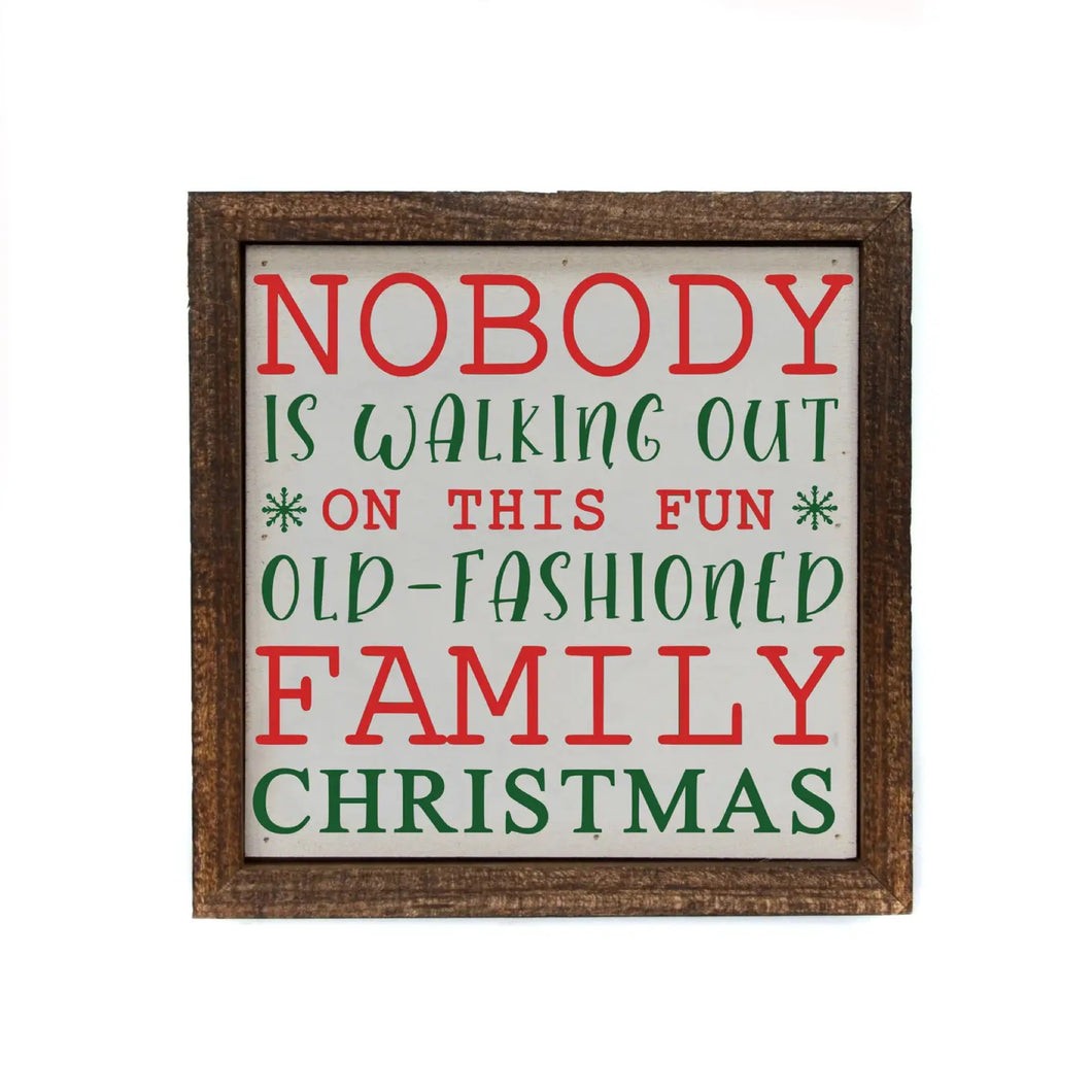 ‘Family Christmas’ Funny Small Rustic Sign