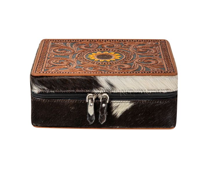 Prairie Mound Leather & Cowhide Jewelry Box