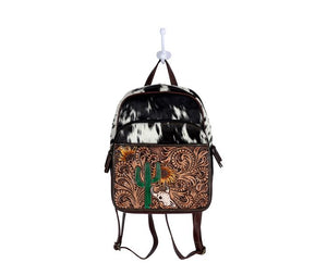 Saguaro 🌵  Creek Hand-Tooled Leather & Cowhide Backpack 🎒 Bag