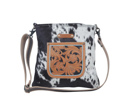 Flowering Hand-Tooled Cowhide Bag