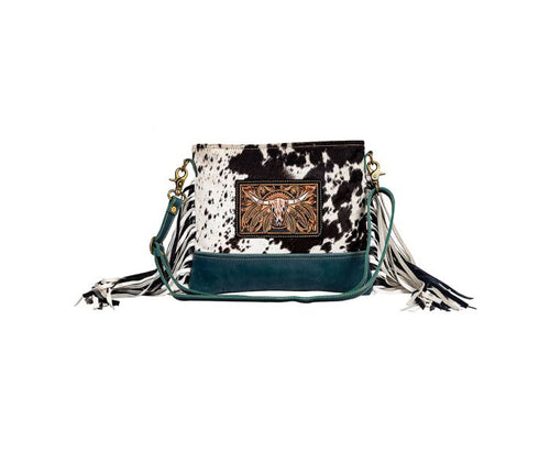 Spirited Herd Fringed Hand-Tooled  Bag