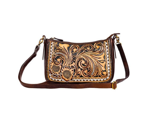 Whitley Way Hand-Tooled Leather Bag