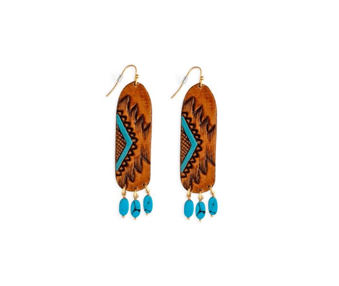 Totem Hand-Tooled Leather Earrings