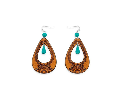 Blossom Rising Hand-Tooled Leather Earrings