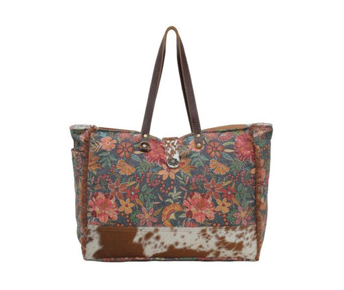 Fitting Floral Cowhide & Canvas Weekender