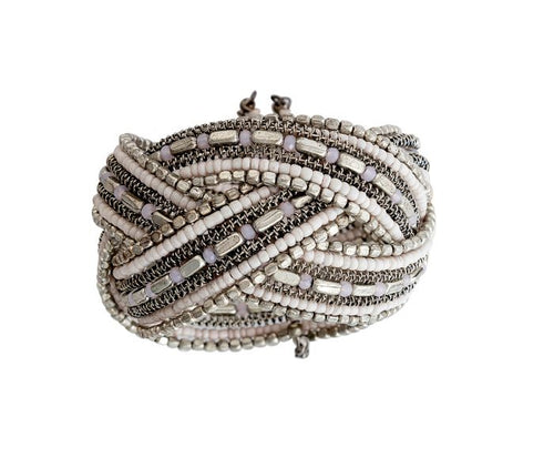 Intertwined Strands Beaded Cuff Bracelet