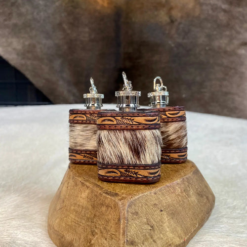 Mini Cowhide Tooled Leather Flask