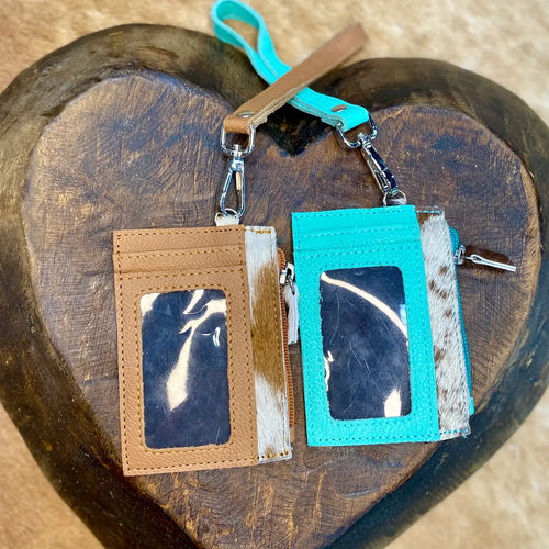 Wristlet Cowhide Mini Wallet in Tan