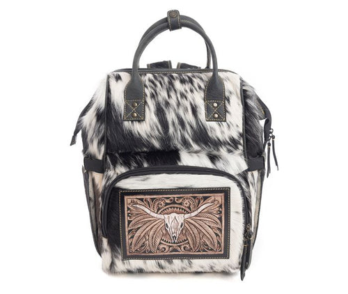 Longhorn Legacy Cowhide Tooled Diaper Backpack 🎒 Bag