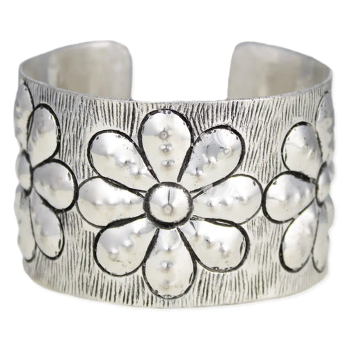 Flower Power Silver Cuff