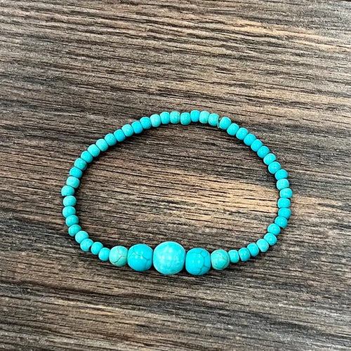 Handmade Synthetic Turquoise Bead Stretch Bracelet