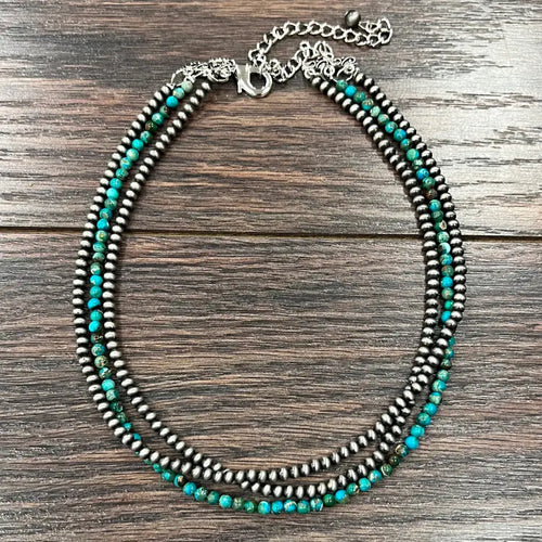 Navajo & Turquoise Gemstone Triplet Necklace