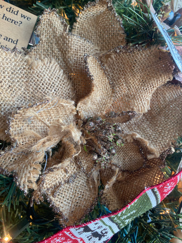 Burlap Poinsettia Ornament Clip