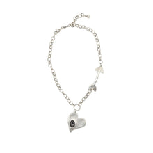 Smokey Heart with Arrow Pewter Necklace