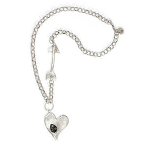 Smokey Heart with Arrow Pewter Necklace