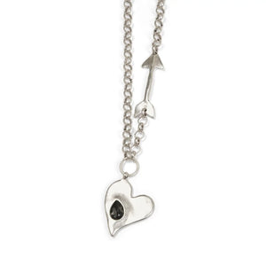 Smokey Heart with Arrow Pewter Necklace