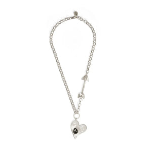 Smokey Heart with Arrow Pewter Necklace