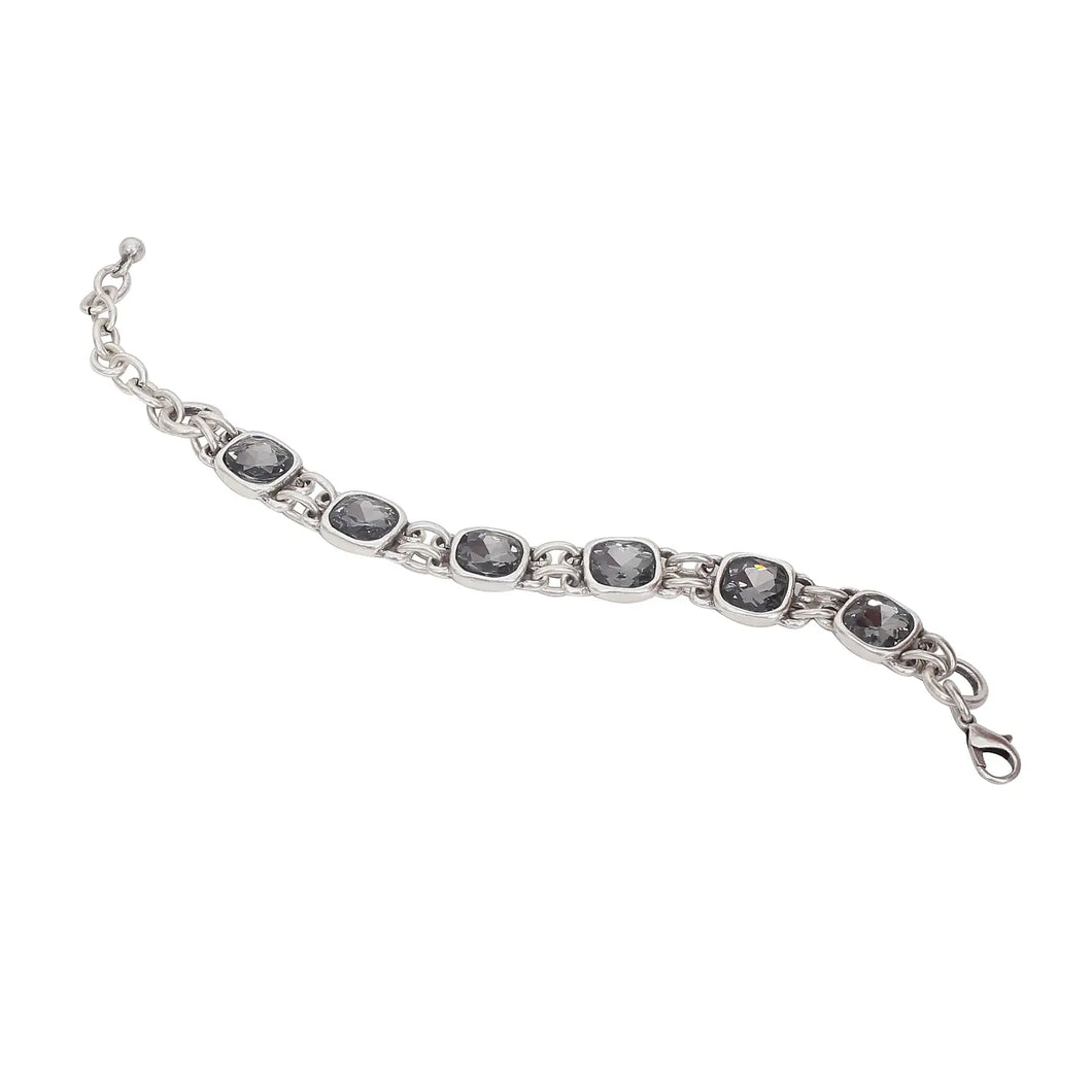 Smokey Crystal Pewter Bracelet