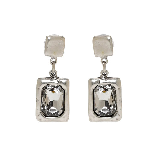 Elevated Crystal Pewter Earring