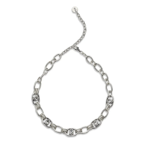 Crystal Links Pewter Necklace