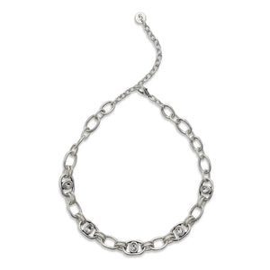 Crystal Links Pewter Necklace