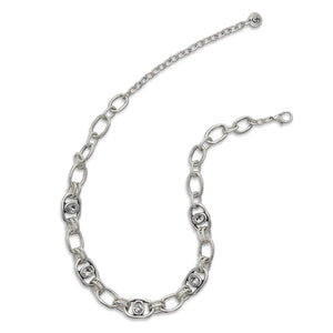 Crystal Links Pewter Necklace