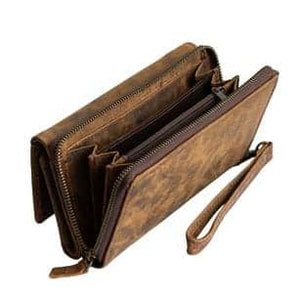 The Salvage Worn Leather Wallet Clutch