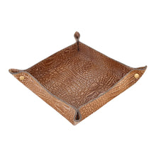 Leather Tray in Croc Brown