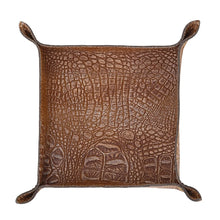 Leather Tray in Croc Brown
