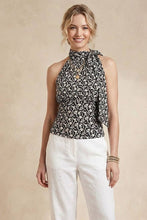 Midnight Garden Scarf Neck Top